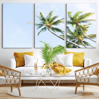 54719115-MGV-CV-36X24-Palm Trees Wall Art Canvas Print, Framed Tropical Aesthetic Art Picture Print, Coastal Serenity Perfect Tropical Minimalist Decor