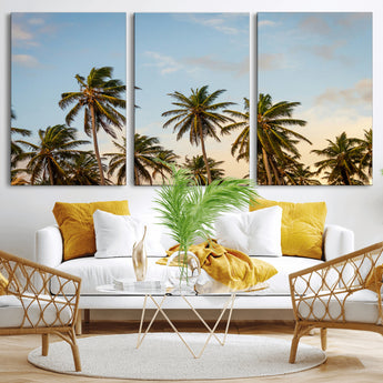 99033771-MGV-CV-36X24-Palm Trees Wall Art Canvas Print, Framed Tropical Vibes Art Picture Print, Coastal Sunset Perfect Coastal Boho Decor Artwork