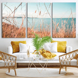 36108696-MGV-CV-36X24-Coastal Grass Wall Art – Serene Ocean View Canvas Print, Beach Nature Photography Decor for Living Room, Bedroom, Office or Modern