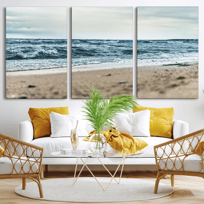 81812590-MGV-CV-36X24-Ocean Wall Art Wall Art Canvas Print, Framed Coastal Canvas Art Picture Print, Moody Seascape Perfect Coastal Minimalist Decor