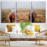 54943176-MGV-CV-36X24-Cowboy Wall Art Wall Art Canvas Print, Framed Western Canvas Art Picture Print, Rustic Ranch Scene Perfect Rustic Western Decor