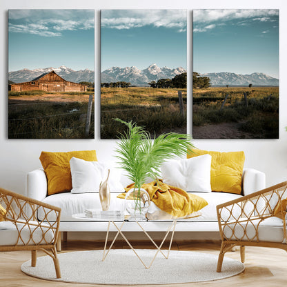 92497443-MGV-CV-36X24-Rustic Farmhouse Wall Art Canvas Print, Framed Mountain Cabin Art Picture Print, Western Landscape Perfect Rustic Farmhouse Decor