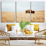 61392510-MGV-CV-36X24-Buffalo Wall Art Wall Art Canvas Print, Framed Western Wildlife Decor Art Picture Print, Rustic Farmhouse Art Perfect Rustic