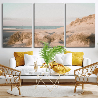28064037-MGV-CV-36X24-Minimalist Seascape Wall Art Canvas Print, Framed Neutral Beach Print Art Picture Print, Sand Dune Photography Perfect