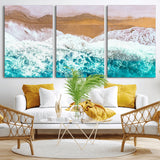 26870666-MGV-CV-36X24-Aerial Beach Wall Art Canvas Print, Framed Ocean Waves Art Picture Print, Coastal Landscape Perfect Coastal Minimalist Decor