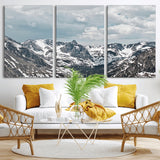 94074619-MGV-CV-36X24-Snowy Peaks Wall Art Canvas Print, Framed Alpine Wilderness Art Picture Print, Mountain Escape Perfect Winter Serenity Decor