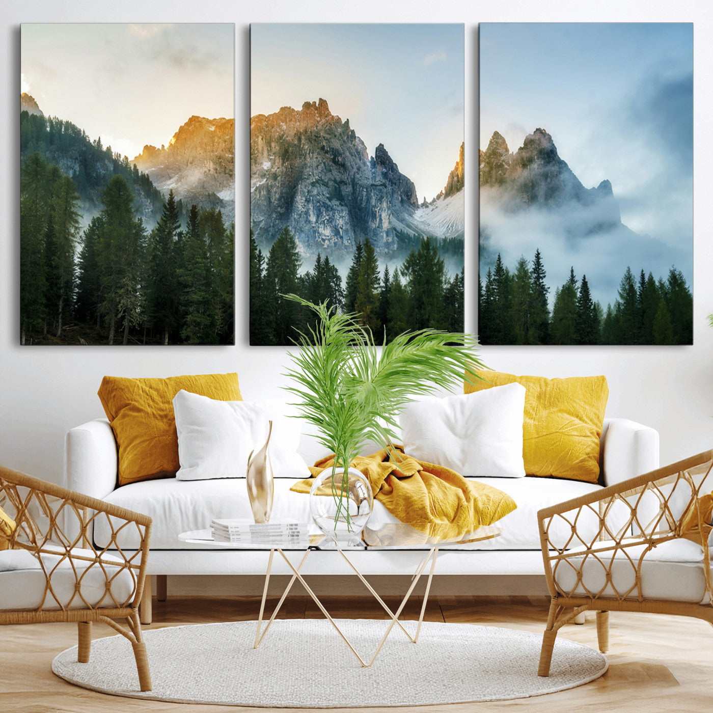 21145440-MGV-CV-36X24-Wilderness Wall Art Wall Art Canvas Print, Framed Nature Landscape Decor Art Picture Print, Misty Forest Photography Perfect