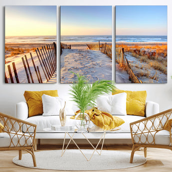 73351887-MGV-CV-36X24-Ocean Sunset Wall Art Wall Art Canvas Print, Framed Nautical Photography Art Picture Print, Summer Beach House Decor Perfect
