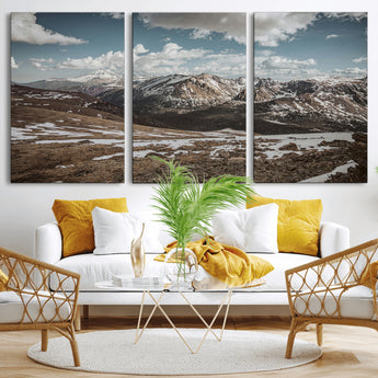 44565953-MGV-CV-36X24-Mountain Landscape Wall Art Canvas Print, Framed Snowy Peaks Art Picture Print, Rugged Highlands Perfect Rustic Adventure Decor