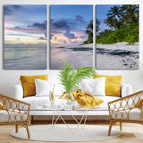 75045485-MGV-CV-36X24-Tropical Beach Wall Art Canvas Print, Framed Sunset Glow Art Picture Print, Palm Tree Coast Perfect Tropical Coastal Decor Artwork