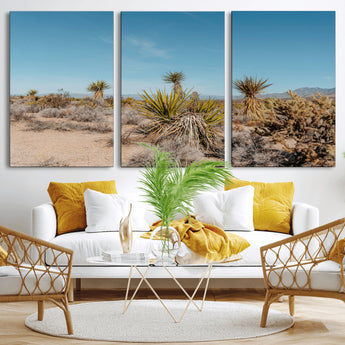 35156165-MGV-CV-36X24-Joshua Tree Wall Art Canvas Print, Framed Desert Landscape Art Picture Print, Warm Earth Tones Perfect Southwestern Minimalist