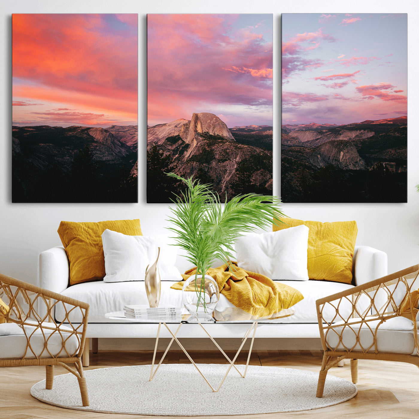 32786115-MGV-CV-36X24-Half Dome Wall Art Canvas Print, Framed Yosemite National Park Art Picture Print, Dramatic Sunset Perfect Adventurous Wilderness