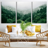 45265379-MGV-CV-36X24-Misty Forest Wall Art – Green Mountain Pine Tree Landscape Canvas Print, Nature Photography Artwork Home Decor for Bedroom, Living