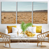 55918919-MGV-CV-36X24-Desert Landscape Wall Art – Golden Grass Plains and Mountain Horizon Canvas Print, Southwest Nature Photography Decor for Living