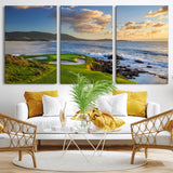 50107048-MGV-CV-36X24-Golf Course Wall Art – Coastal Ocean View Canvas Print, Scenic Fairway Landscape Decor for Office, Man Cave, Bedroom, or Living