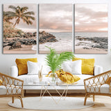14214613-MGV-CV-36X24-Tropical Beach Wall Art – Palm Tree and Ocean Sunset Canvas Print, Relaxing Coastal Landscape Decor for Living Room, Bedroom, or