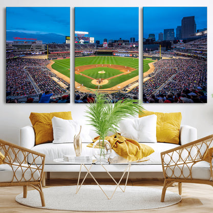77273035-MGV-CV-36X24-Baseball Stadium Wall Art – Panoramic Evening Game Canvas Print, Sports Fan Decor for Man Cave, Office, Bar, or Living Room