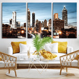 23859158-MGV-CV-36X24-Atlanta Skyline Wall Art – Modern Cityscape Canvas Print with Night Lights and Traffic Trails, Urban Decor for Office, Apartment,