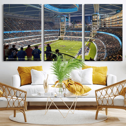 41816511-MGV-CV-36X24-Chicago Dome Stadium Wall Art – Futuristic Football Arena Canvas Print, Modern Sports Fan Decor for Man Cave, Office, Bar, or