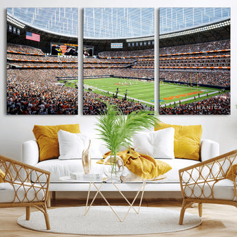 32530647-MGV-CV-36X24-Chicago Bears Stadium Wall Art – Futuristic Dome Arena Canvas Print, Modern Football Concept Design Decor for Man Cave, Bar, or
