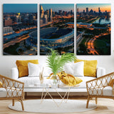 36690345-MGV-CV-36X24-Soldier Field Wall Art – Chicago Bears Stadium Aerial Night Canvas Print, City Skyline Football Decor for Living Room, Office, or