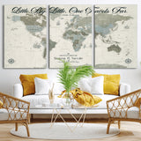 10693204-MGV-CV-36X24-Little By Little One Travels Far Tolkien Quote Blue Green World Map Adventure Wall Art Canvas Print Rustic Wanderlust Travel Decor