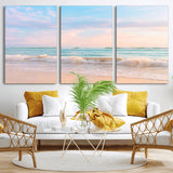 88024944-MGV-CV-36X24-Serene Ocean Waves Canvas Wall Art – Pastel Sky, Soft Sand Beach, Tranquil Seascape, Calm Water Coastal Nature, Relaxing Peaceful
