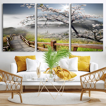 34632598CRY-MGV-CV-36X24-Sakura Cherry Blossom Pathway Canvas Wall Art – Tranquil Walk Through Blossoming Nature – Ready to Hang