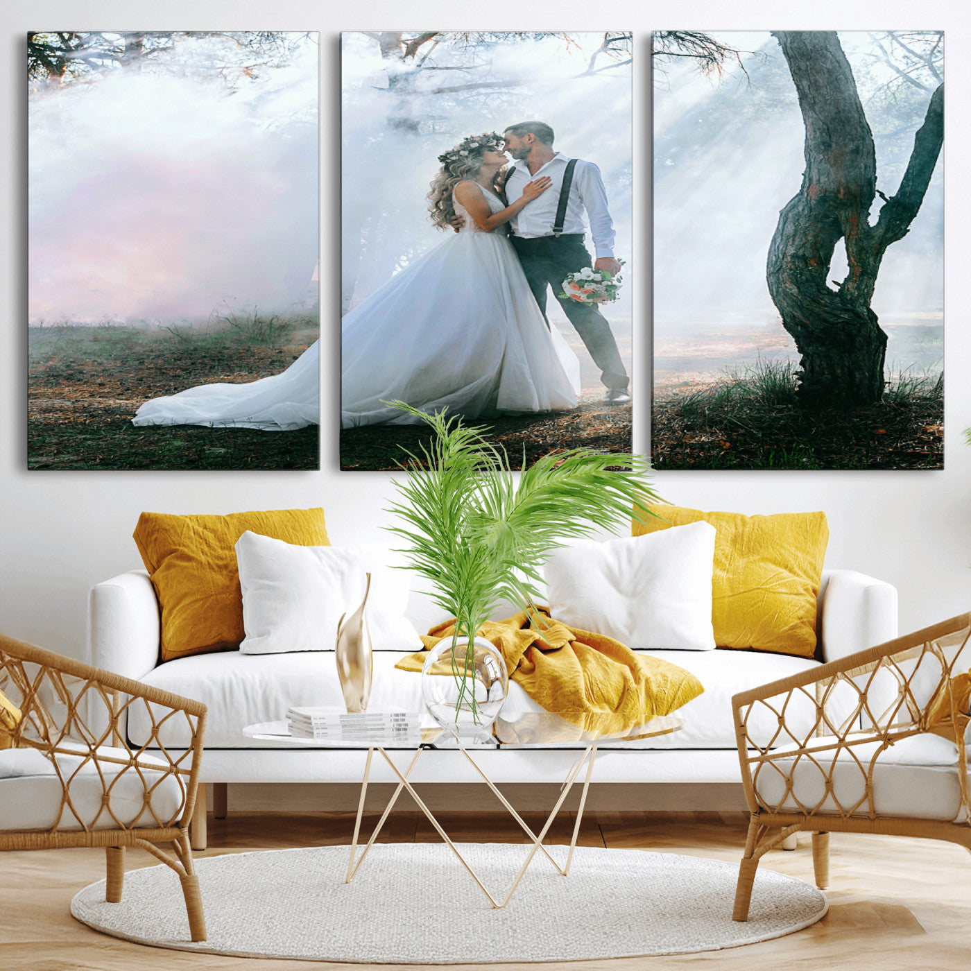 CSTM913-MGV-CV-36X24-Framed Wedding Canvas Print - Custom Wall Art Keepsake for Couples, Elegant Home Decoration Gift, Create Your Own Photo Canvas
