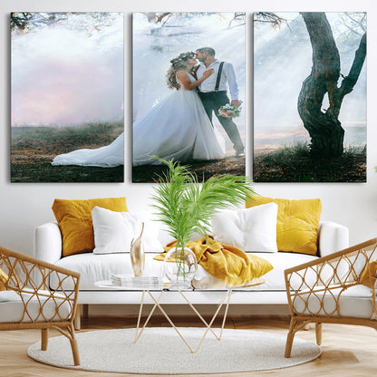 CSTM913-MGV-CV-36X24-Framed Wedding Canvas Print - Custom Wall Art Keepsake for Couples, Elegant Home Decoration Gift, Create Your Own Photo Canvas