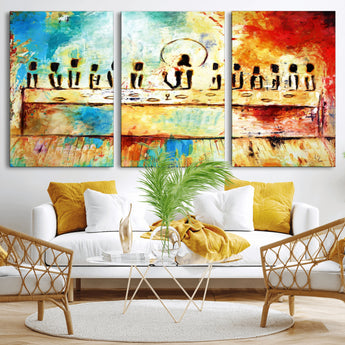 YKE34632598CR-MGV-CV-36X24-Abstract Last Supper with Apostles Wall Art Canvas Print