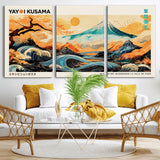 94085549-MGV-CV-36X24-Japanese Wave and Mountain Wall Art – Panoramic Abstract Landscape Canvas Print, Asian Inspired Nature Decor for Living Room,