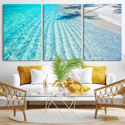 68127042-MGV-CV-36X24-Beach Wall Art – Tropical Ocean Canvas Print, Clear Water and White Sand Photography Decor for Bedroom, Living Room, Office,