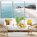 79395467-MGV-CV-36X24-Coastal Wall Art – Aerial Beach Canvas Print, Ocean Waves and Sandy Shore Photography Decor for Bedroom, Living Room, Office,