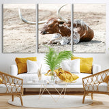 89096667-MGV-CV-36X24-Texas Longhorn Wall Art – Rustic Western Canvas Print, Cattle Photography Decor for Ranch House, Living Room, Office, Man Cave