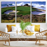 22776914-MGV-CV-36X24-Golf Course Wall Art – Oceanfront Green Canvas Print, Coastal Pebble Beach Photography Sports Decor for Living Room, Office, Man