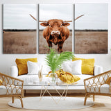 16316734-MGV-CV-36X24-Texas Longhorn Wall Art – Rustic Bull Portrait Canvas Print, Western Farmhouse Animal Photography Decor for Living Room, Office,