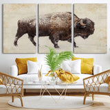 54810031-MGV-CV-36X24-Western Wall Art – Snow Covered Bison Canvas Print, Rustic Wildlife Photography Decor for Bedroom, Living Room, Office, Lodge,