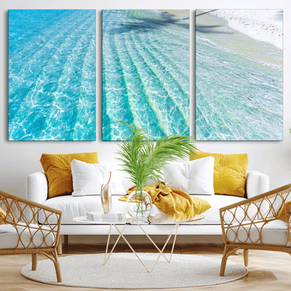 46233906-MGV-CV-36X24-Coastal Wall Art – Turquoise Ocean Waves and White Sand Canvas Print, Tropical Beach Photography Decor for Bedroom, Living Room,