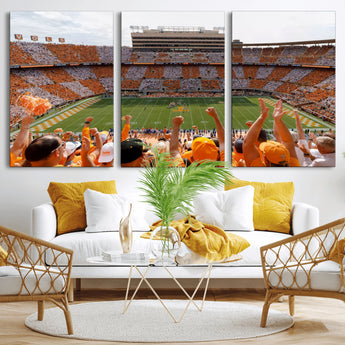 76011417-MGV-CV-36X24-Tennessee Volunteers Wall Art – Neyland Stadium Checkerboard Crowd Canvas Print, Vols Football Game Day Fan Perspective Sports