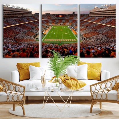 37160229-MGV-CV-36X24-Tennessee Volunteers Wall Art – Neyland Stadium Sunset Checkerboard Game Canvas Print, Vols Football Panorama Sports Decor