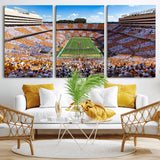 64238859-MGV-CV-36X24-Neyland Stadium Wall Art – Panoramic Tennessee Volunteers Power T Checkerboard Crowd Canvas Print, Day Game Football Band Sports