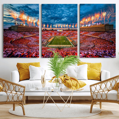 94266219-MGV-CV-36X24-Neyland Stadium Wall Art – Panoramic Tennessee Volunteers Checkerboard Crowd Fireworks Canvas Print, Football Game Day Sports