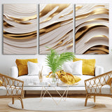 41237-MGV-CV-36X24-Gold Waves Wall Art Canvas Print, Framed Elegant Flow Art Picture Print, Luxury Layers Perfect Minimal Luxe Decor Artwork