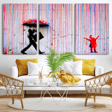 69505-MGV-CV-60X30-3P-Graffiti Girl Wall Art Canvas Print, Framed Urban Contrast Art Picture Print, Vibrant Graffiti Perfect Urban Pop Decor Artwork