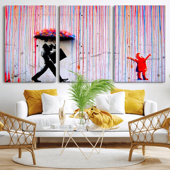 69505-MGV-CV-60X30-3P-Graffiti Girl Wall Art Canvas Print, Framed Urban Contrast Art Picture Print, Vibrant Graffiti Perfect Urban Pop Decor Artwork