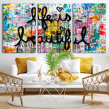 36856-MGV-CV-36X24-Life Is Beautiful Wall Art – Colorful Graffiti Canvas Print, Modern Street Style Artwork, Inspirational Decor for Living Room,