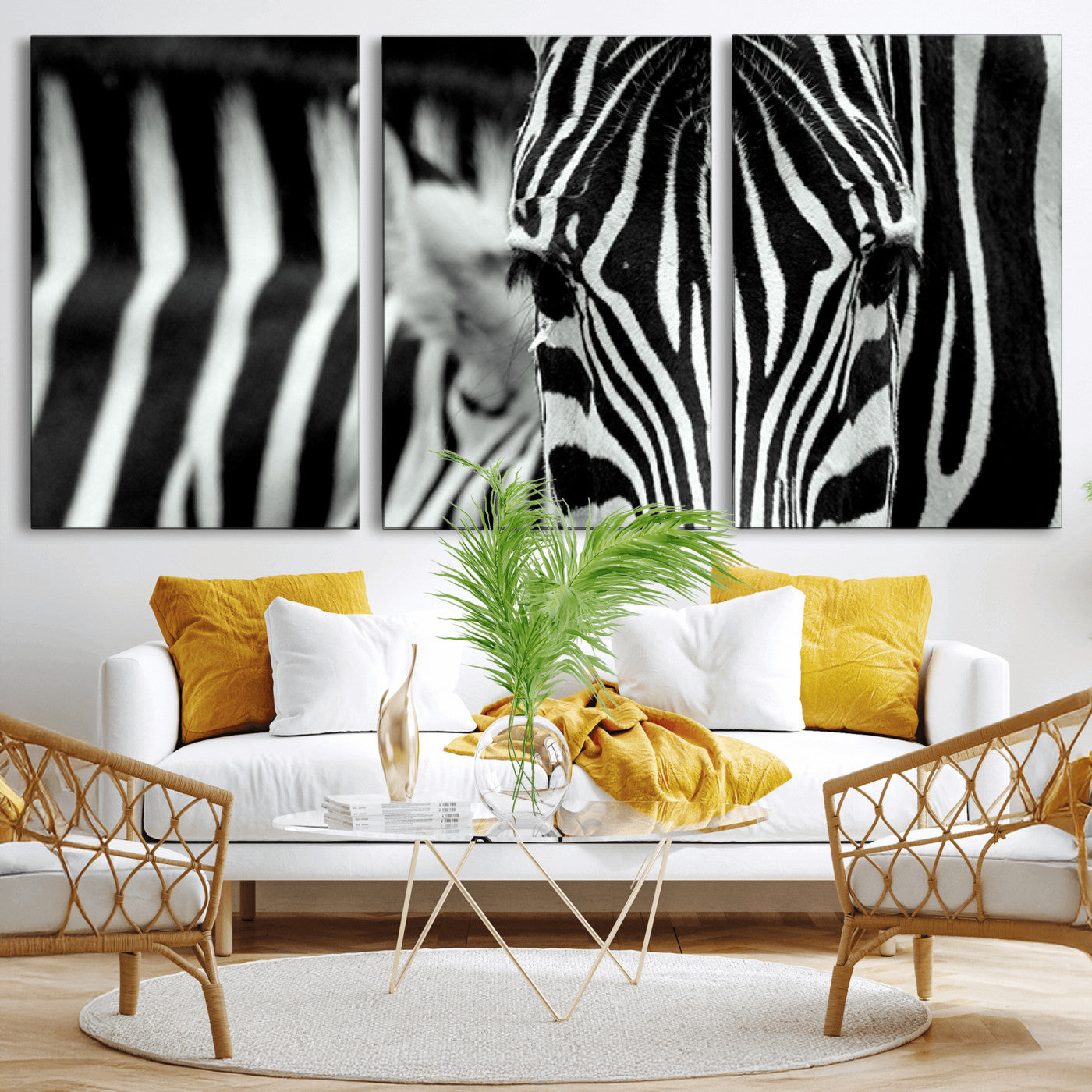 43631-MGV-CV-36X24-Black and White Zebra Wall Art – Modern Animal Print Canvas Artwork for Living Room, Bedroom, or Office Decor