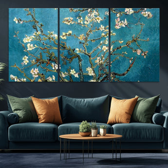 91714-MGV-CV-36X24-Almond Blossoms Wall Art – Handcrafted Van Gogh Inspired Floral Canvas Print, Beautiful Nature Decor for Living Room, Bedroom, or
