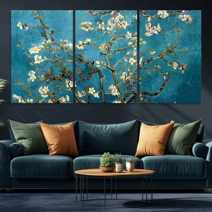 91714-MGV-CV-36X24-Almond Blossoms Wall Art – Handcrafted Van Gogh Inspired Floral Canvas Print, Beautiful Nature Decor for Living Room, Bedroom, or